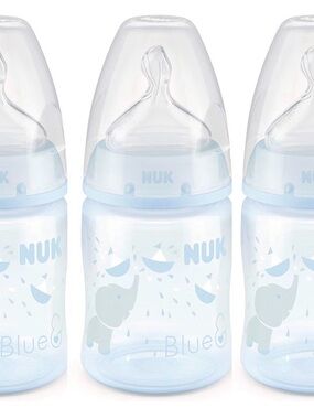 NUK Blue Baby Bottle with Elephant Design